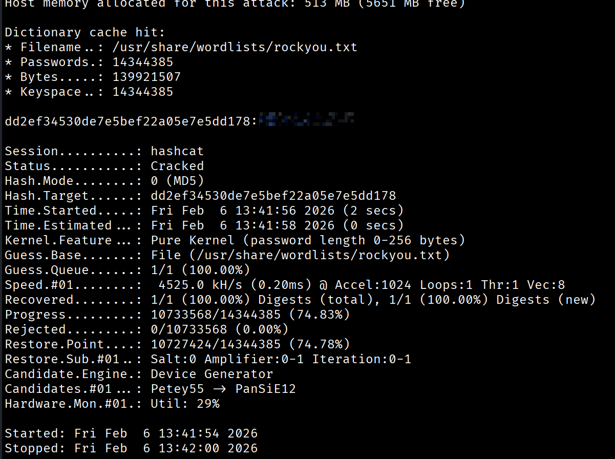 Hashcat MD5 Crack
