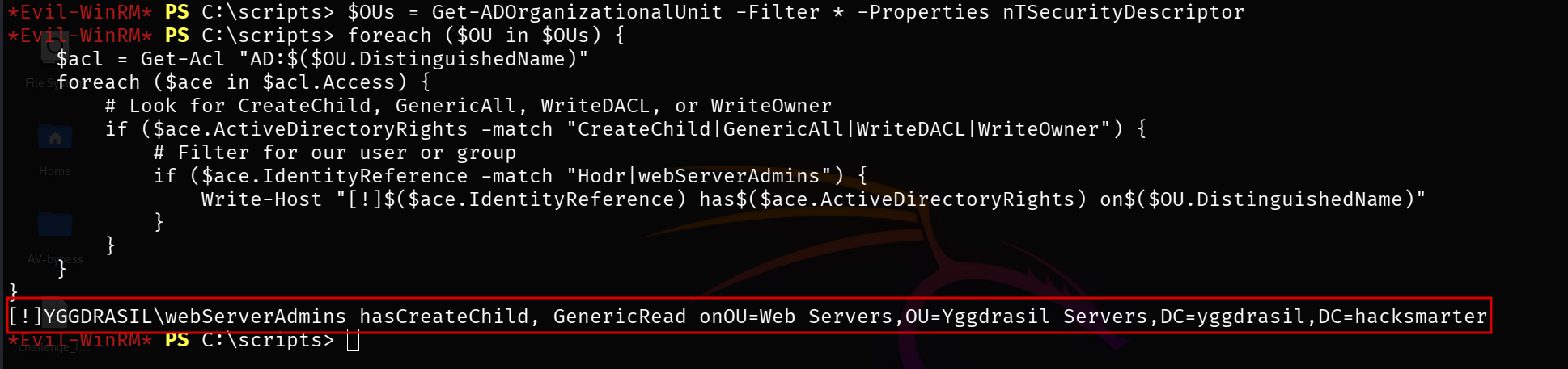 webServerAdmins has CreateChild on Web Servers OU