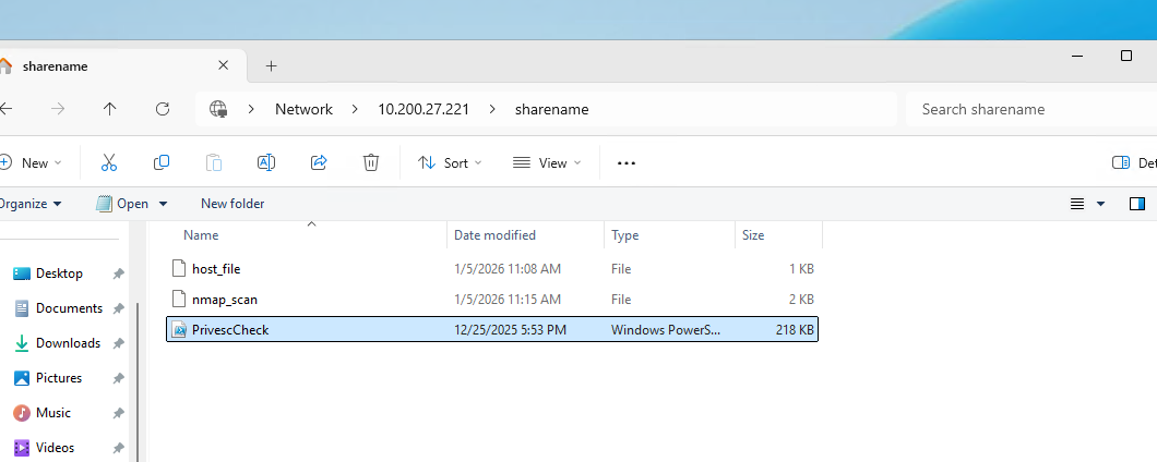 Transferring PrivescCheck to target via SMB