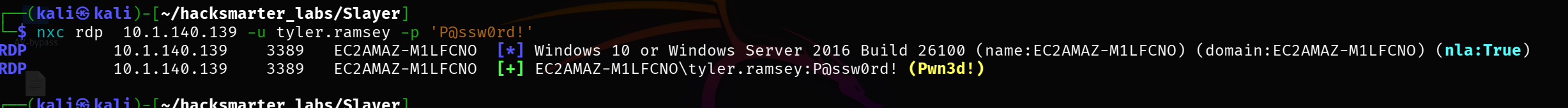 RDP session established as tyler.ramsey