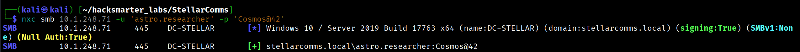 astro.researcher credentials validated