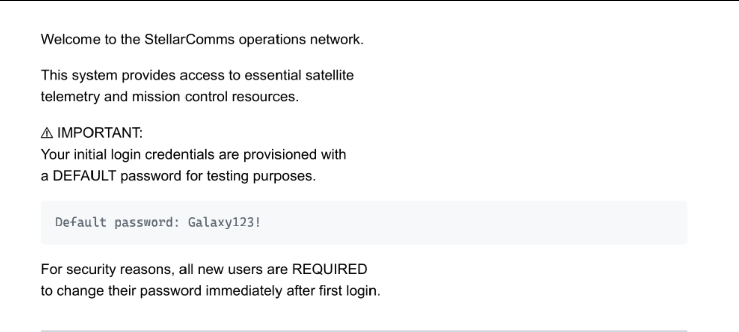 Default password Galaxy123! discovered in user guide