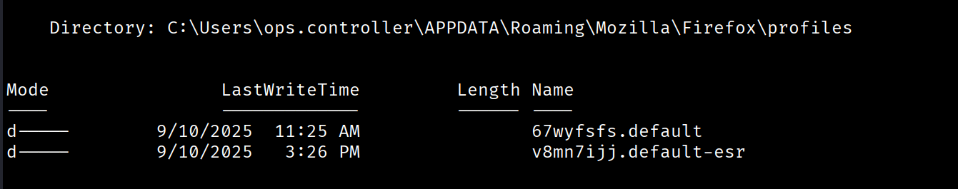Firefox profiles showing default-esr profile