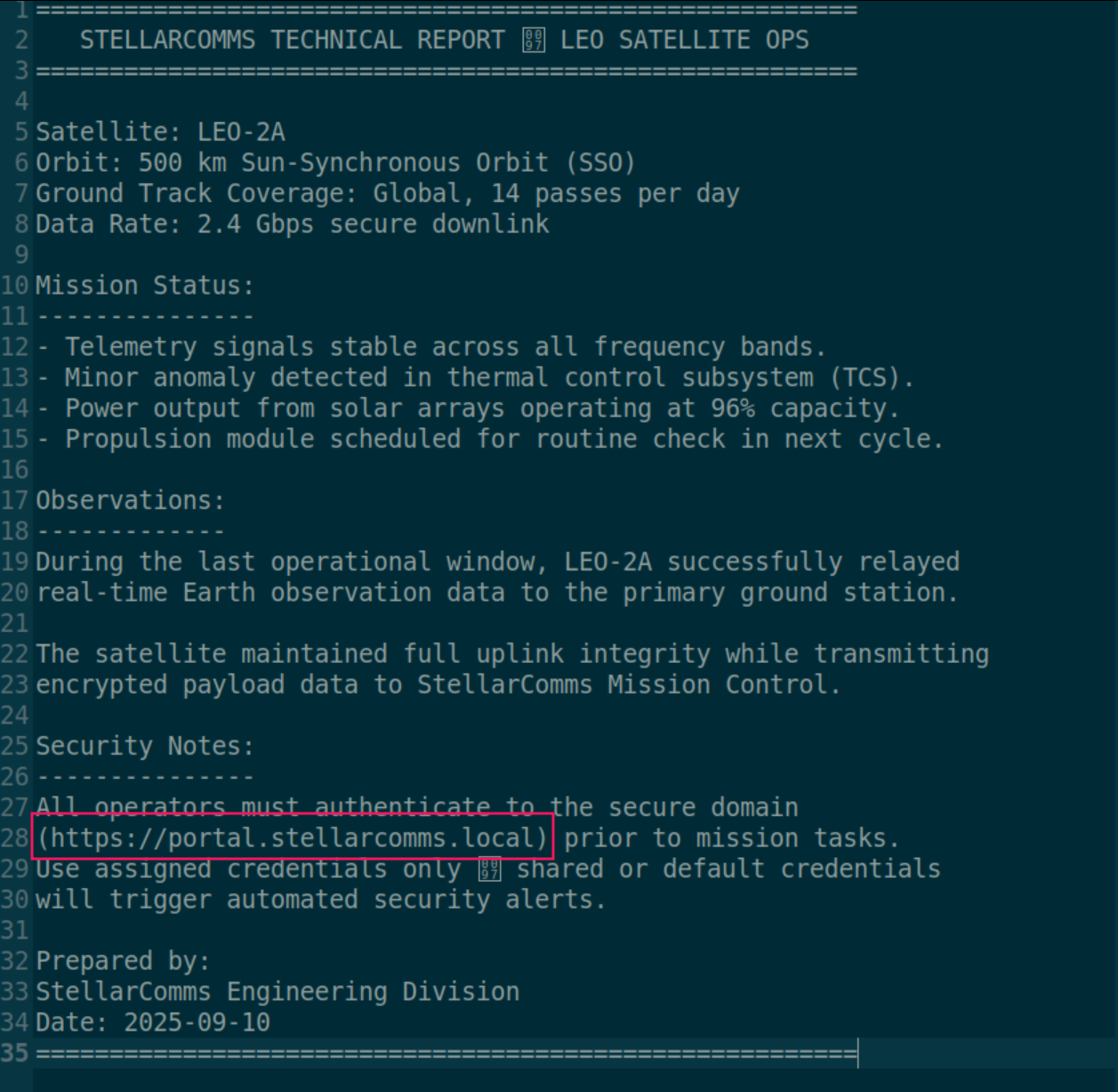 Internal subdomain portal.stellarcomms.local discovery