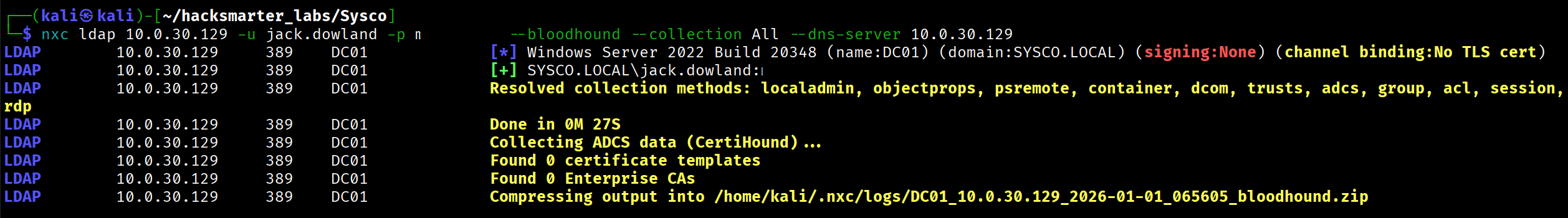 BloodHound data collection output
