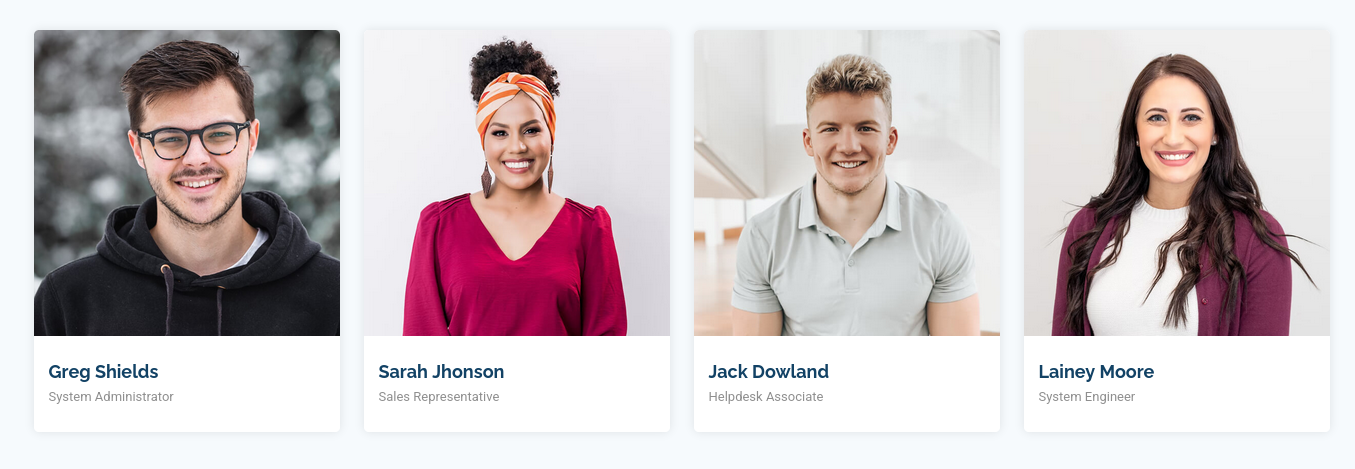 Team page showing employee names on the Sysco MSP website